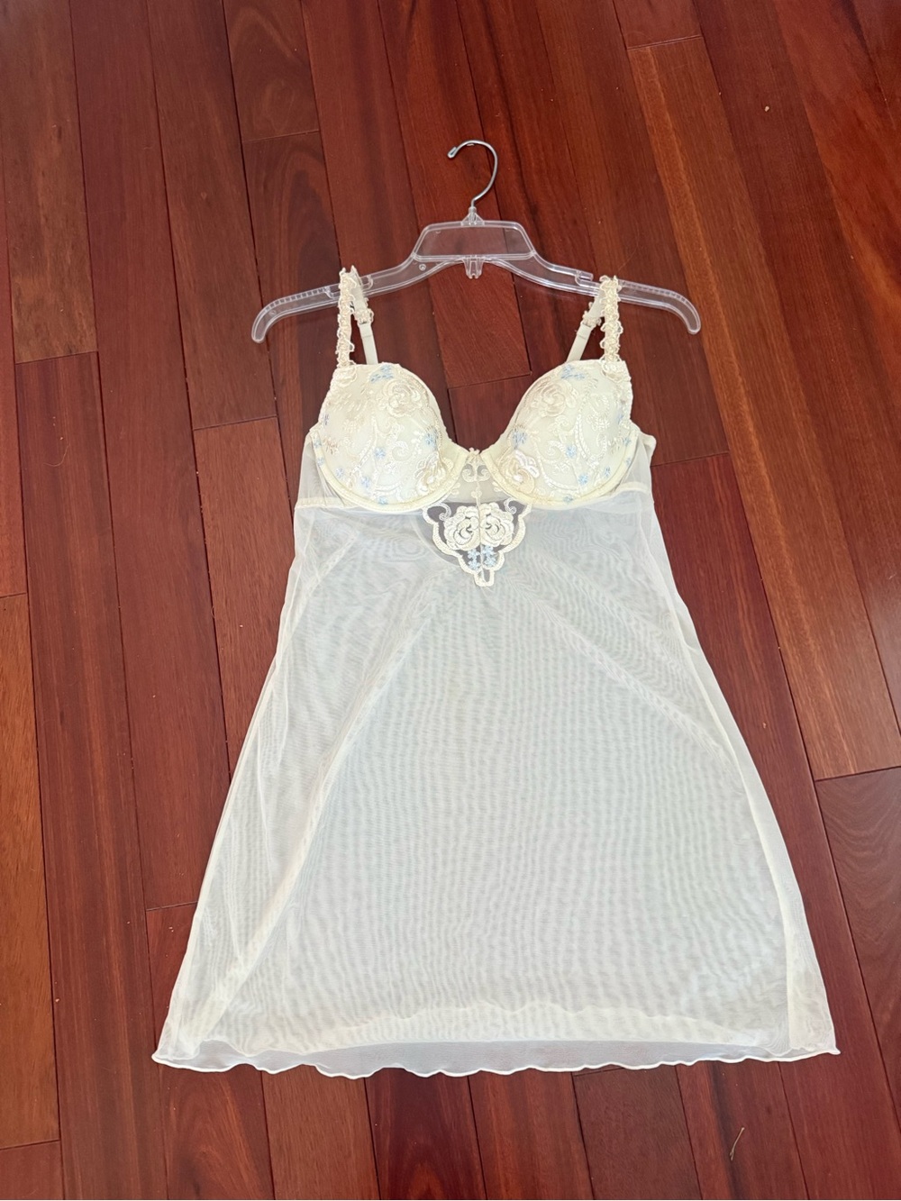 Gilligan & O'Malley Chemise Nightgown SZ S 34C Cream Sleeveless Sheer Bodice
